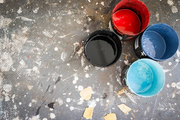 Painting Cans Dirty Background — Stock Photo, Image