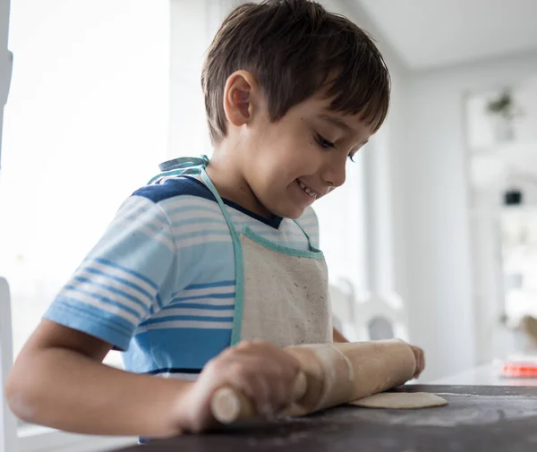 Little Kid Making Dough Delicious Sweet — Stock Photo, Image