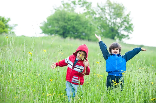 旅行を楽しむ幸せな若い子供たち — ストック写真