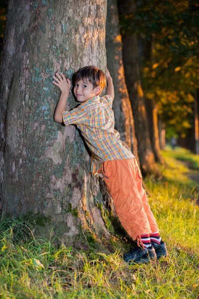 幸せな少年旅行を楽しんで — ストック写真