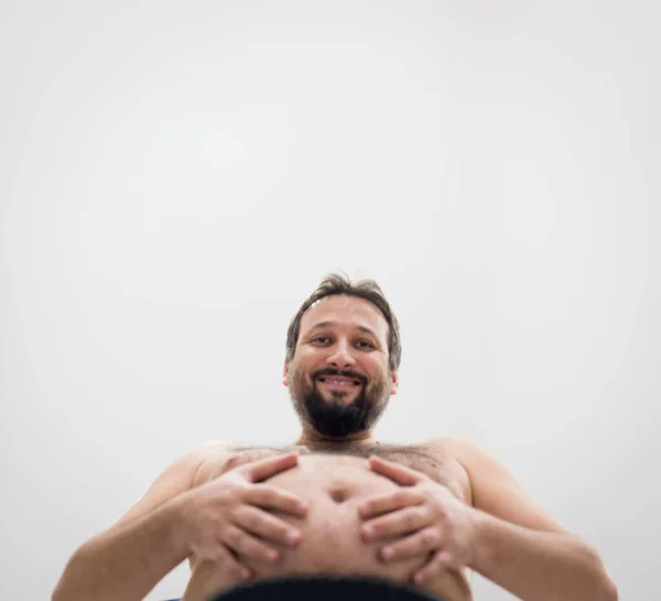 Overgewicht Dikke Man Met Een Grote Maag — Stockfoto