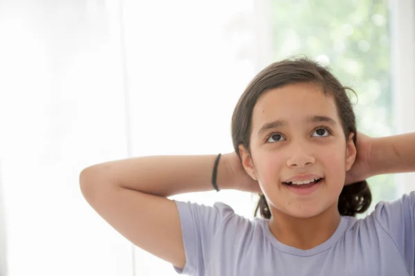 Menina Feliz Fechar — Fotografia de Stock