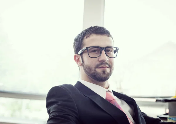 Young Handsome Business Man Indoors — Stock Photo, Image