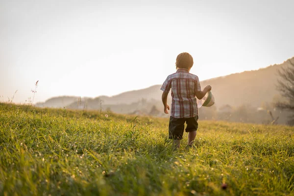 Ребенок Красивом Травяном Поле — стоковое фото
