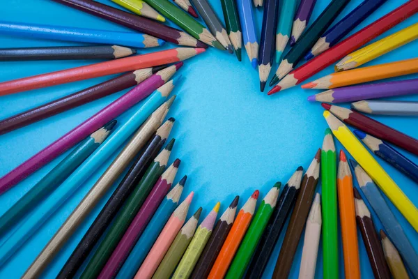 Crayons Couleur Artistique Sur Fond Bord — Photo