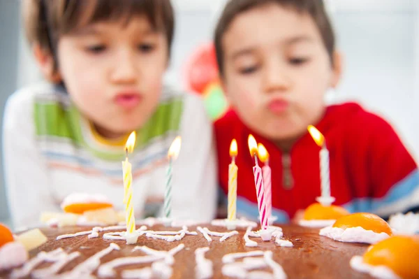 Brothers Enjoying Birthday Party — Stock Photo, Image