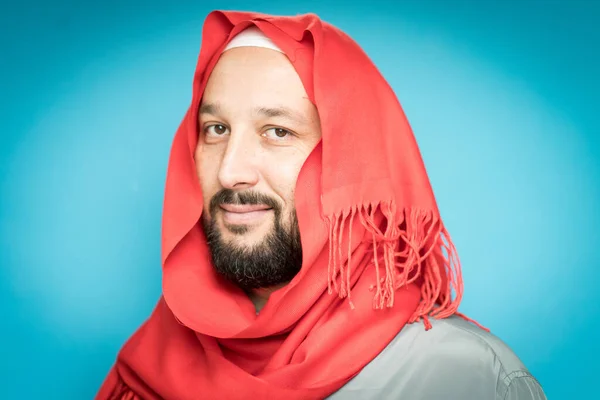 Homem Muçulmano Adulto Com Cachecol Cabeça — Fotografia de Stock