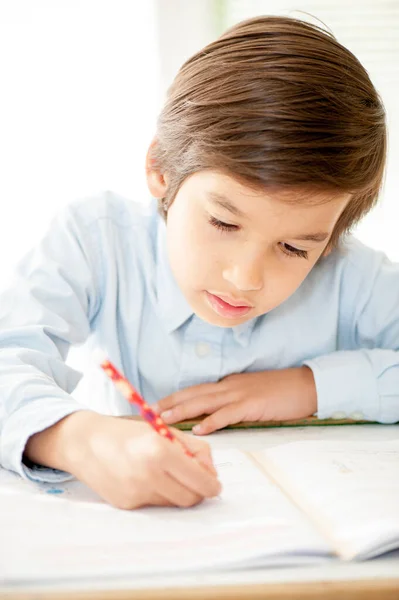 Menino Estudando Perto — Fotografia de Stock