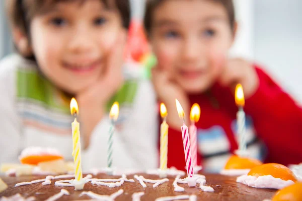 Brothers Enjoying Birthday Party — Stock Photo, Image