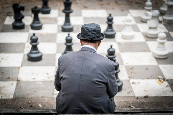 Elderly People Playing Chess City Park — Stock Photo, Image