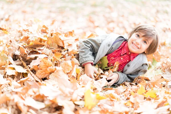 Feliz Niño Lindo Otoño Sale Imagen de stock