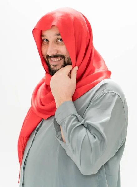 Adult Muslim Man Scarf Head — Stock Photo, Image