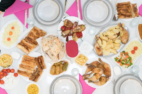 Mesa Comida Vista Superior Lista Sin Personas —  Fotos de Stock