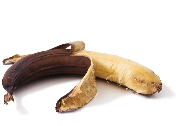 Banana Sobreamadurecida Isolada Banana Branca — Fotografia de Stock