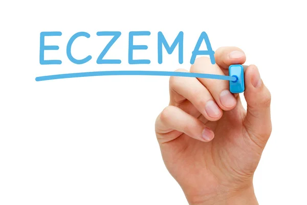 Eczema manuscrito com marcador azul — Fotografia de Stock