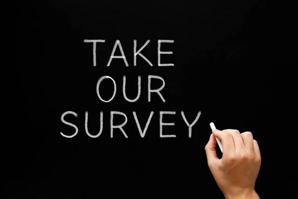 Take Our Survey Handwritten On Chalkboard — Stock Photo, Image