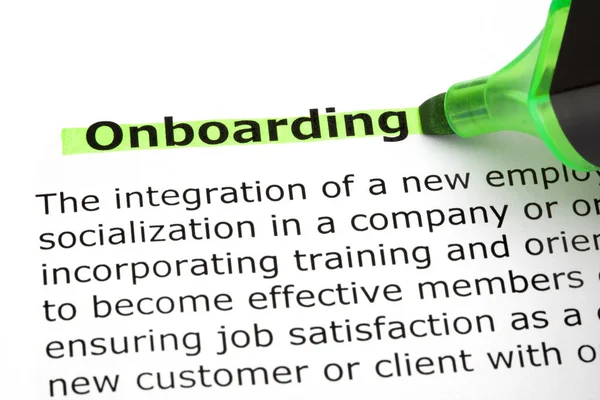 Yeşil işareti ile vurgulanan Onboarding — Stok fotoğraf