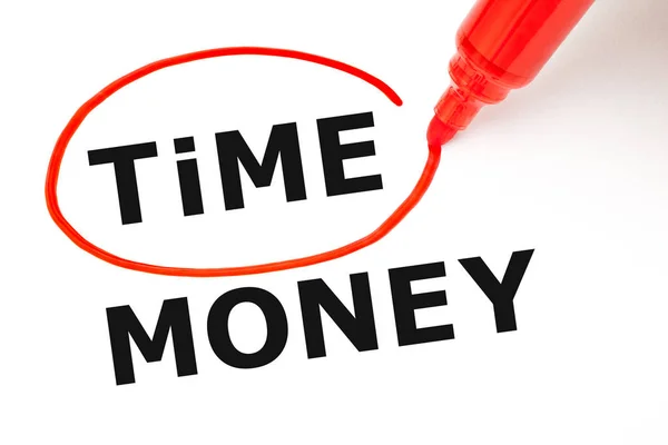 Time Money Concept Marqueur rouge — Photo