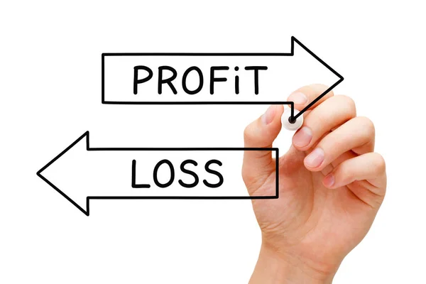 Concetto di business delle frecce di profitto o perdita — Foto Stock