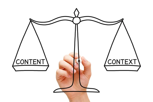 Content und Kontext Balance Marketing Skalenkonzept — Stockfoto