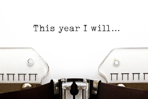 In diesem Jahr werde ich Schreibmaschinenkonzept — Stockfoto