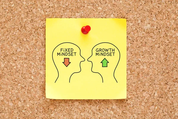 Ανάπτυξη Mindset vs Σταθερή έννοια κεφαλιών Mindset — Φωτογραφία Αρχείου