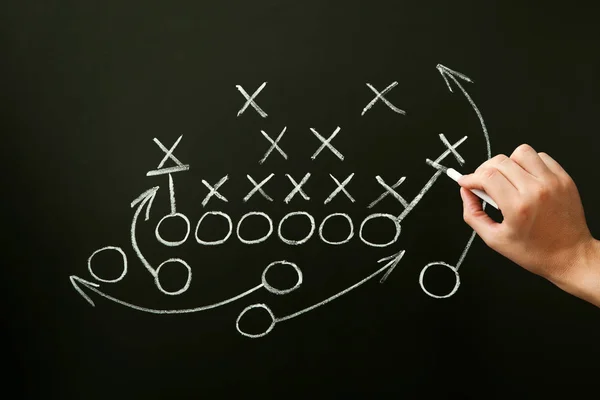 Coach Drawing American Football Rugby Game Playbook Strategy Tactics Chalk — Stock Photo, Image