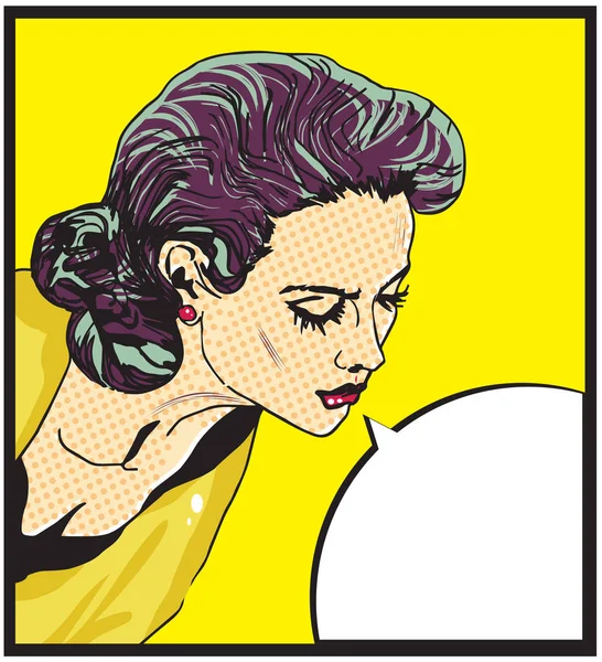 Retro kvinna Comic kärlek vektor illustration av ansikte — Stockfoto