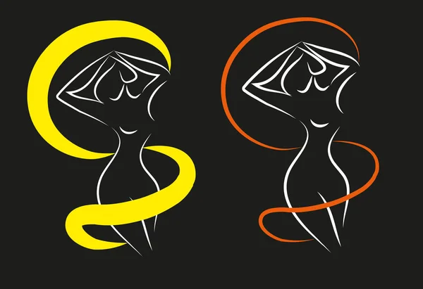 Basit güzel çıplak kadın siluetleri kadının sağlık fitness diyet simgesi — Stok fotoğraf