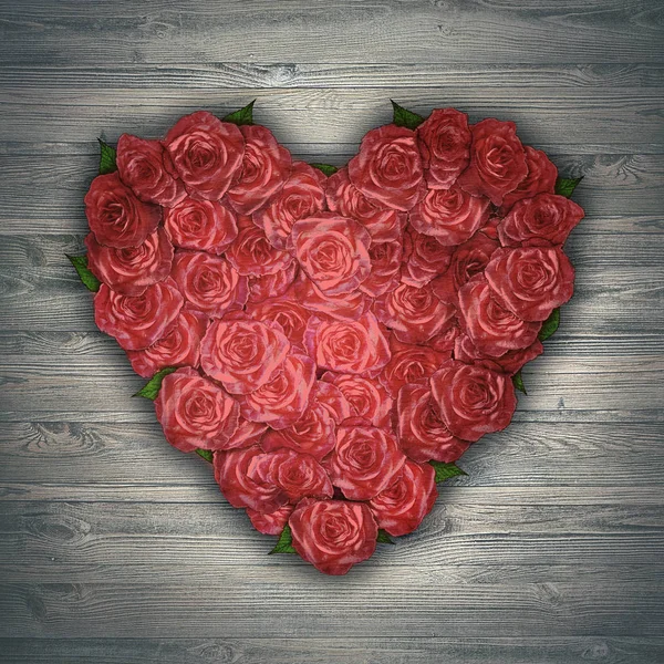 Roses in a heart shape — Stock Photo, Image