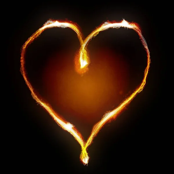 Brandend hart met sparkles — Stockfoto