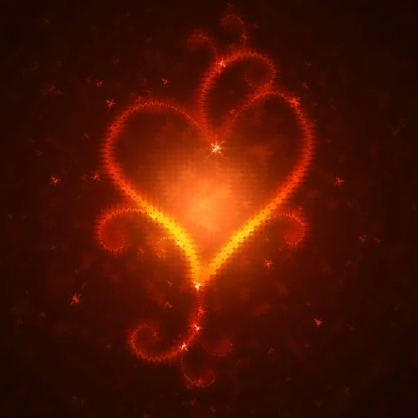 Burning heart with sparkles — Stock Photo, Image