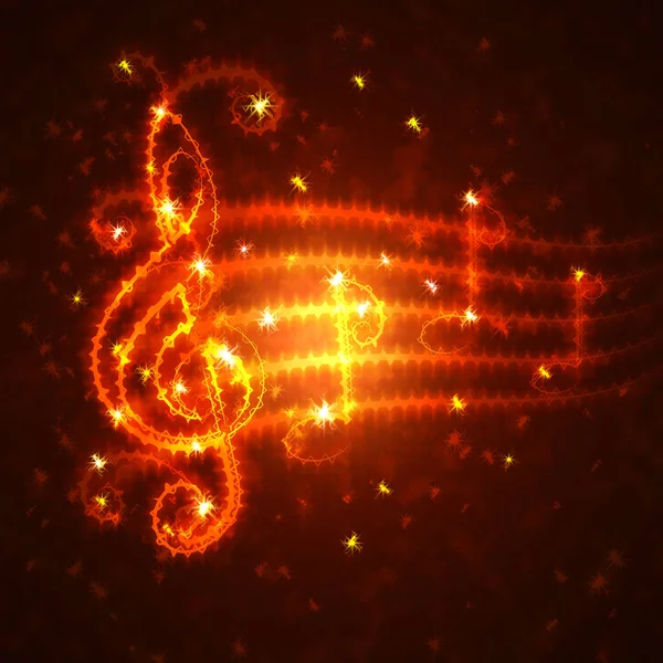 Burning musical symbols — Stock Photo, Image