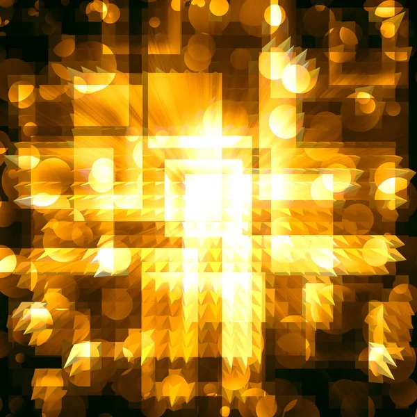 Gyllene rutor med ljusa cirklar på en mörk — Stockfoto