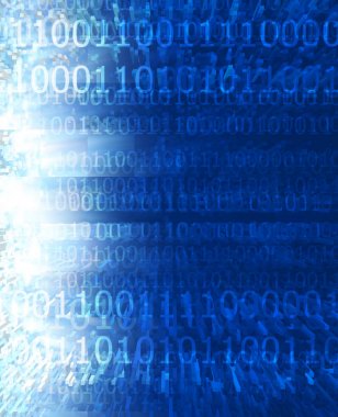 bitler ve baytlar mavi bir arka plan üzerinde