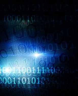 bitler ve baytlar mavi bir arka plan üzerinde