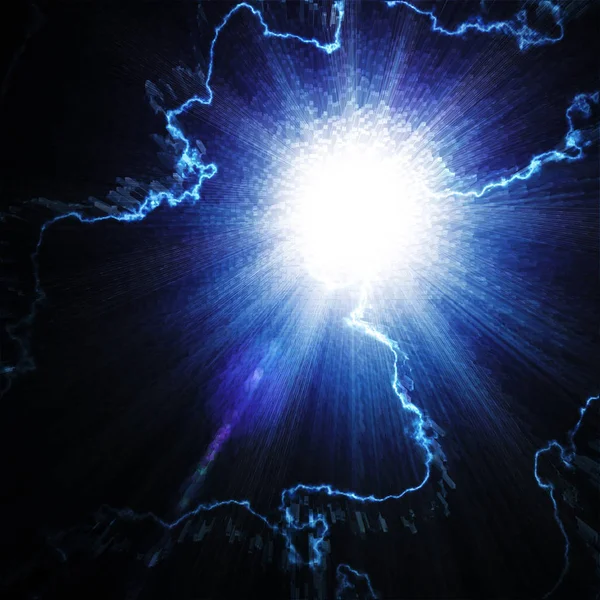 Leuchtend blauer Blitz mit Blitz — Stockfoto