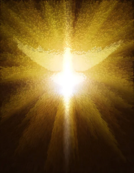 Shining dove with rays on a dark — Stock Photo, Image