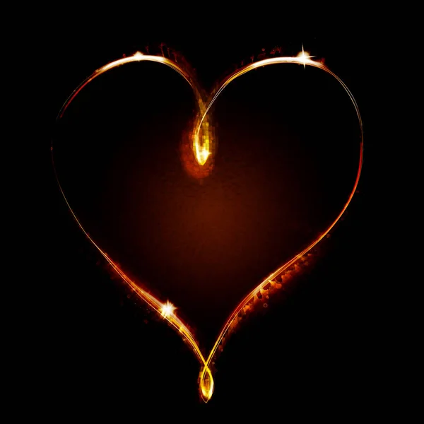 Brennendes Herz mit Funkeln — Stockfoto