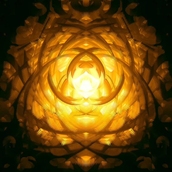 暗闇の中に明るい円の黄金正方形 — ストック写真