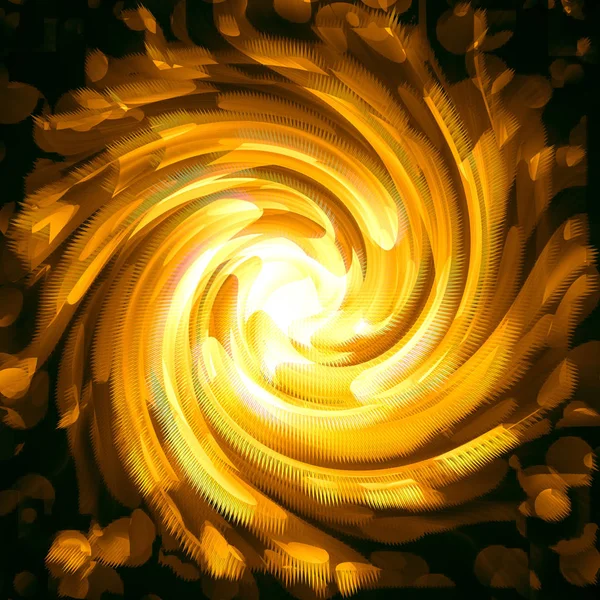 Quadrados dourados com círculos brilhantes em uma escuridão — Fotografia de Stock