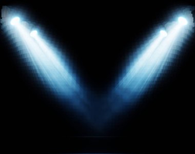 Koyu bir arkaplanda mavi spot ışıkları, soyut