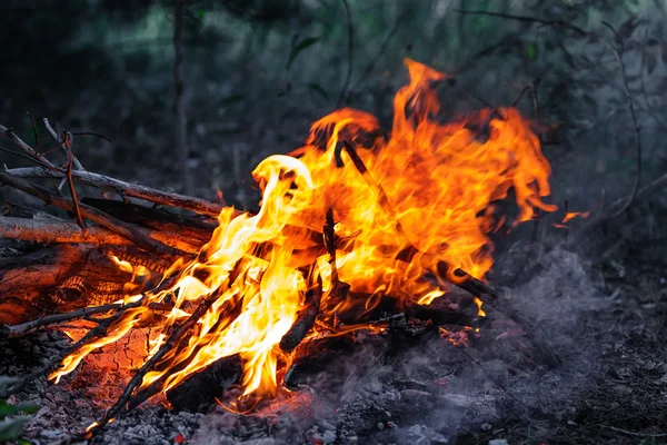 Glühende Kohlen am Lagerfeuer — Stockfoto