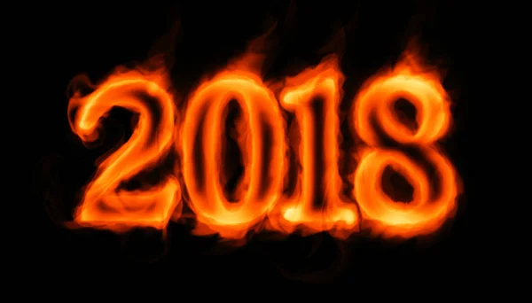 2018 (flaming number on black) — Stock Photo, Image