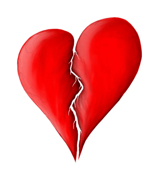 Broken heart on white — Stock Photo, Image