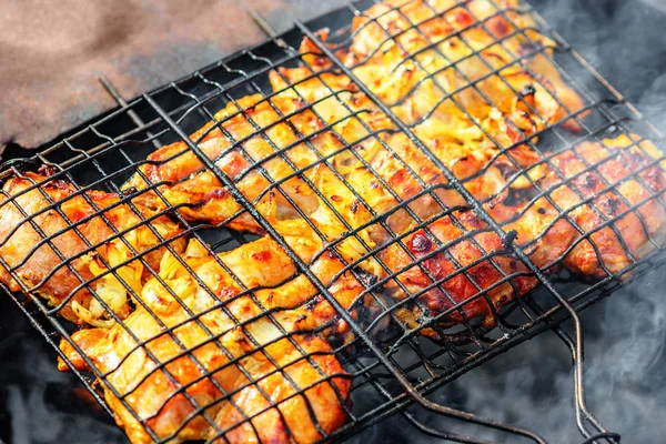 Shashlik Pollo Arrostito Sul Carbone Alla Griglia — Foto Stock