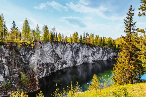 Marble quarry in Ruskeala Park in Republic of Karelia, Russia — Stock Image Marble Quarry Ruskeala Park Republic Karelia Russia Stock Photo