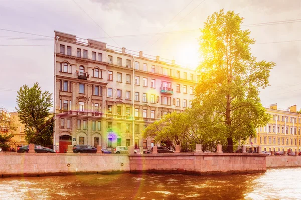 Vista Sul Fiume Fontanka Casa Sul Terrapieno San Pietroburgo Russia — Foto Stock