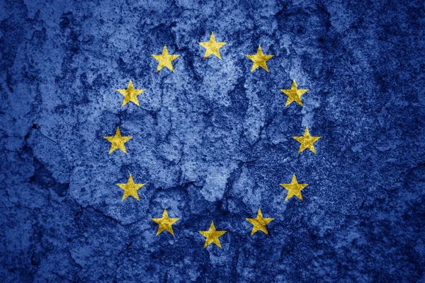 Bandera Unión Europea Sobre Fondo Textura Pared Grunge Con Suciedad —  Fotos de Stock