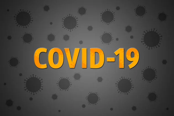 Illustration Zum Thema Coranavirus Covid Gelbes Wort Unter Grauen Virionen — Stockfoto